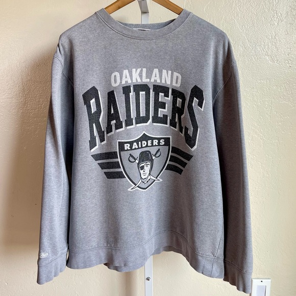 Mitchell & Ness Oakland Raiders Gray Sweatshirt Women’s Size 2x - Picture 1 of 9